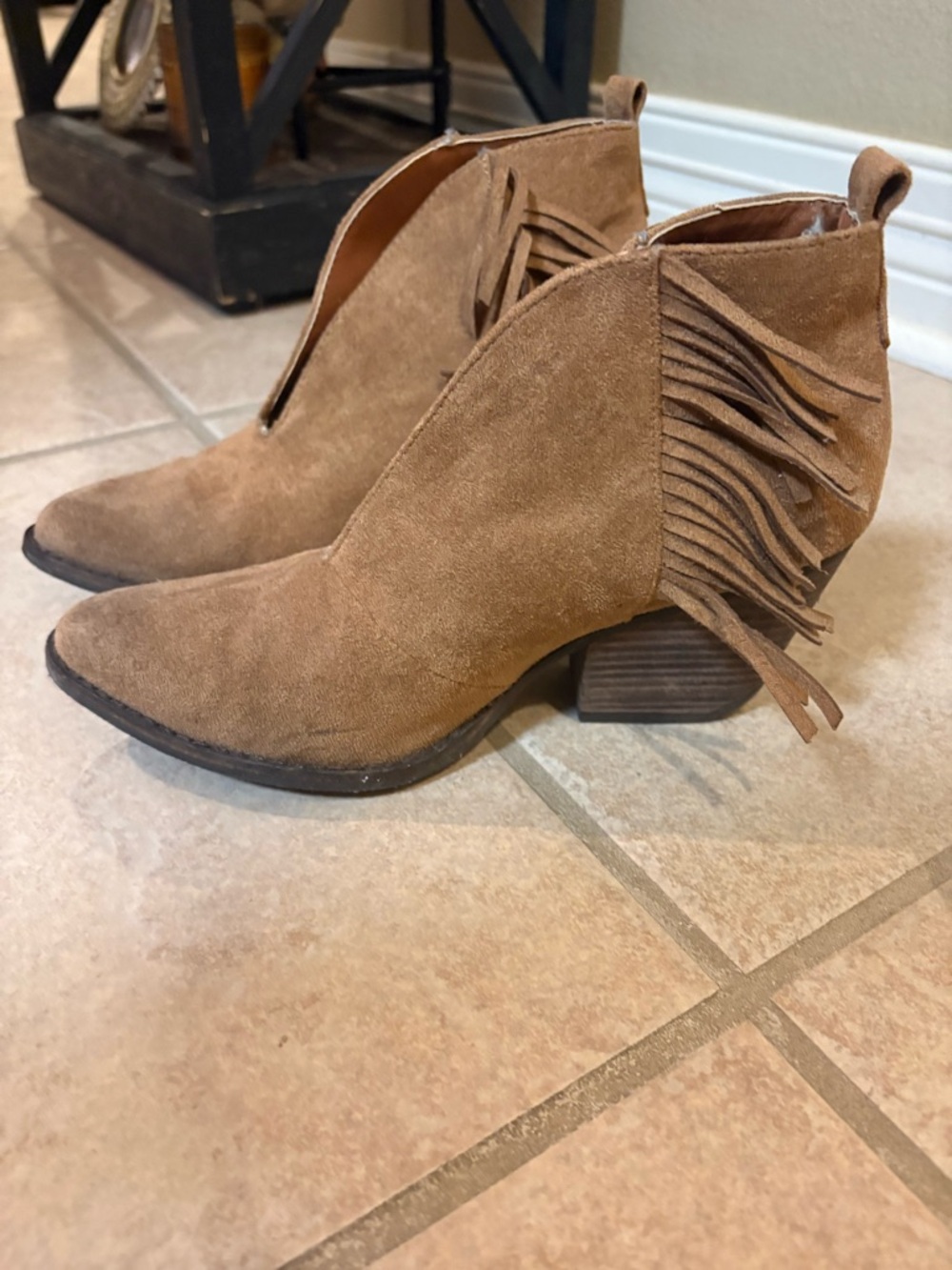 Coconuts by Matisse Tan Suede Fringe Ankle Boots